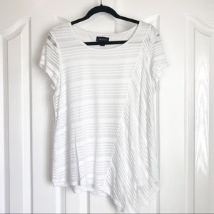 AB Studio striped asymmetrical hem top
